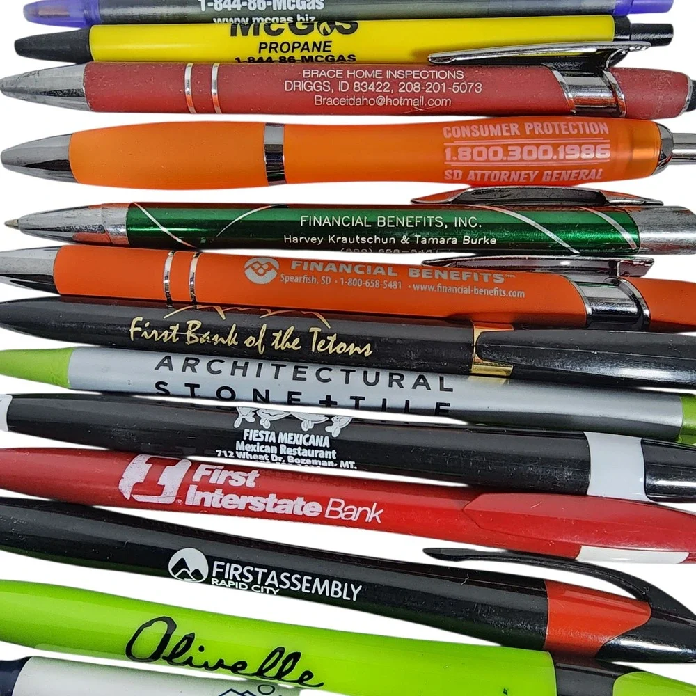 Lot of 60+ Assorted Promotional Pens Commerical‎ Bank, church, auto, cruise